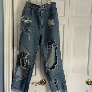 Custom ripped mom jeans